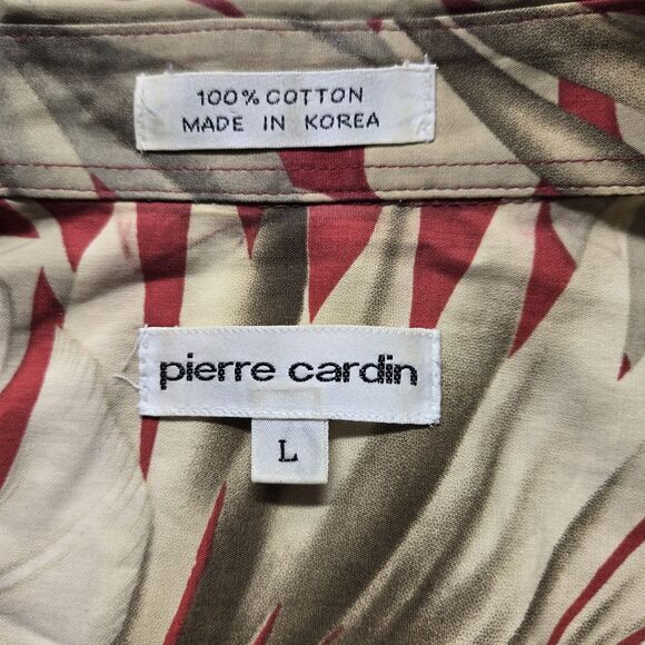 Pierre Cardin Red Gold Bold Floral Hawaiian Aloha Shirt Men Large Vintage Travel - Picture 5 of 7